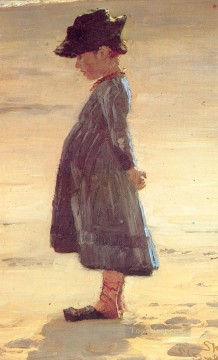 Peder Severin Kroyer Painting - Niña en la playa 1884 Peder Severin Kroyer